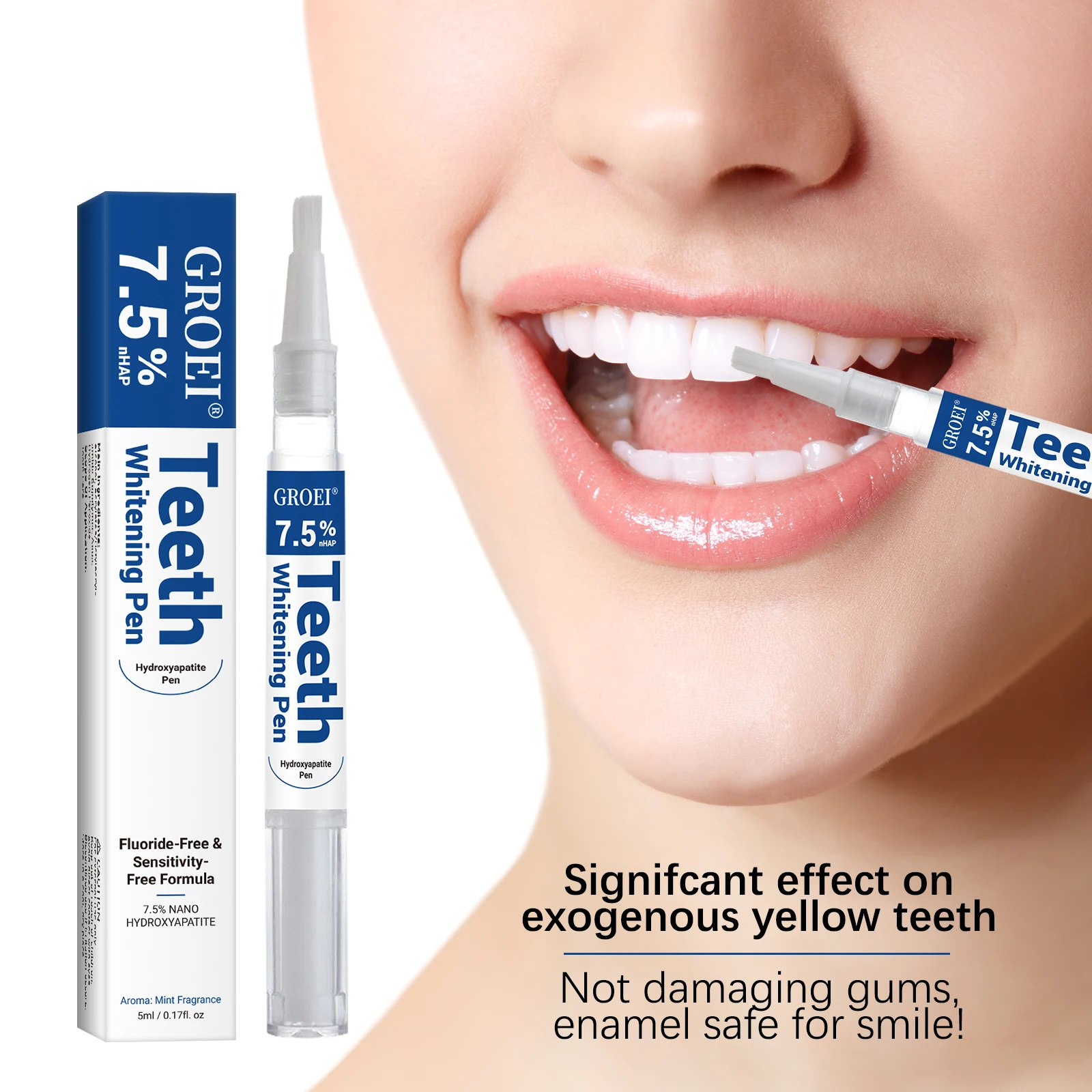 Teeth Whitening With Hydrogen Peroxide - Pluma blanqueadora de dientes de hidroxapatita,