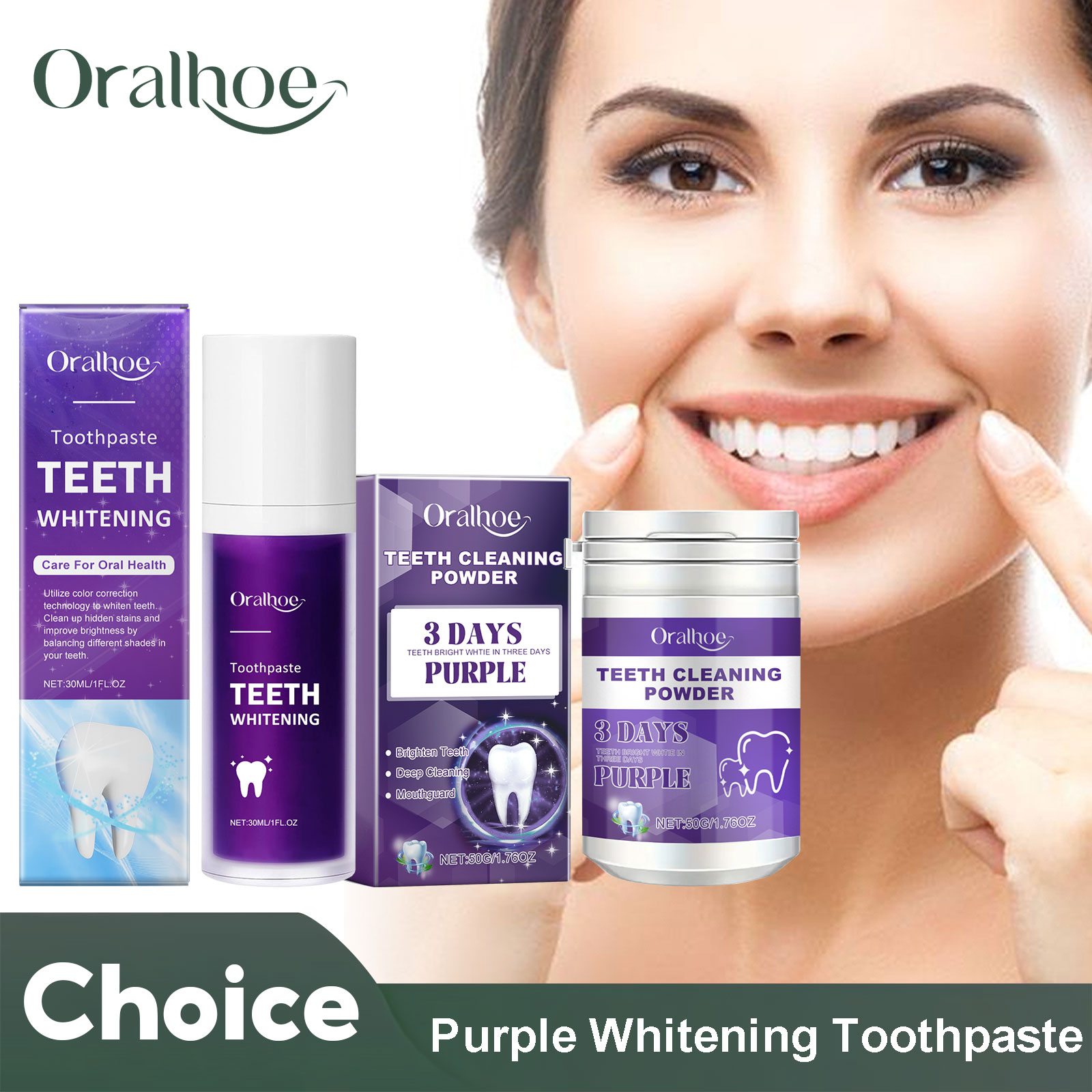 Teeth Whitening Treatment - Corrector morado, pasta de dientes blanqueadora,