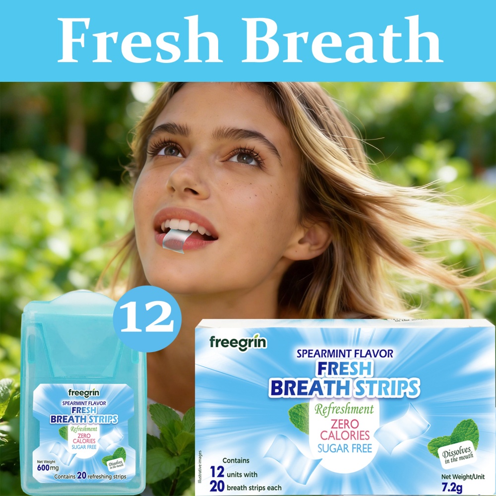 Teeth Whitening Strips Permanent - Tiras de Menta FREGRIN para Refrescar