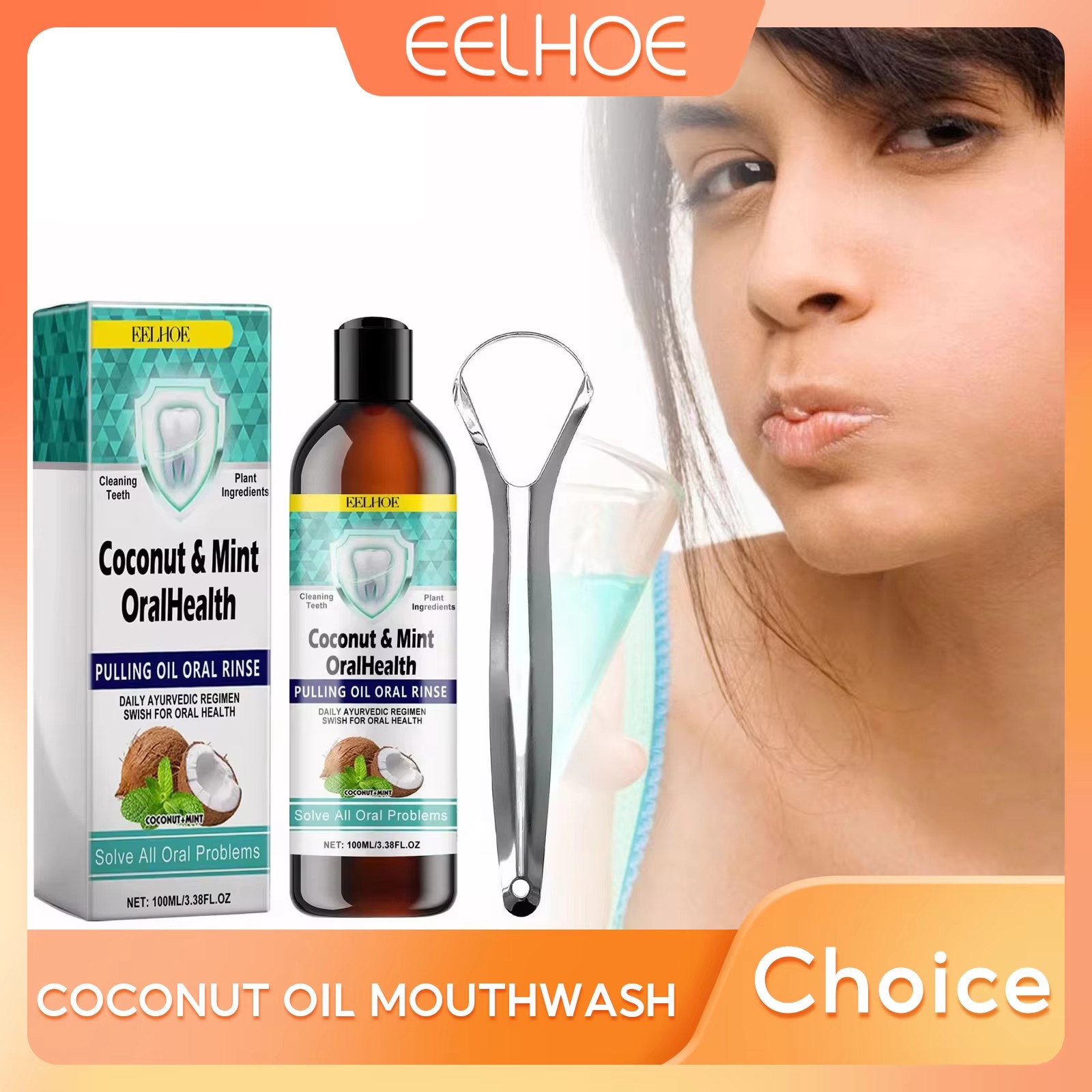 Teeth Whitening With Coconut Oil - EELHOE-aceite de coco y menta, enjuague