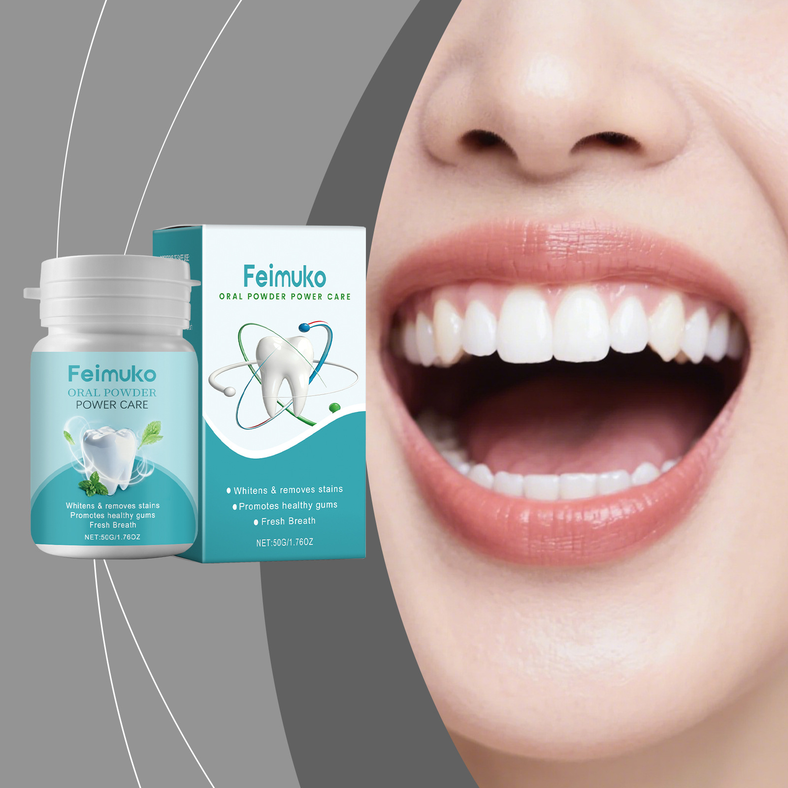 Teeth Whitening Promotion - Polvo Bucal Feimuko, Elimina Manchas, Reduce