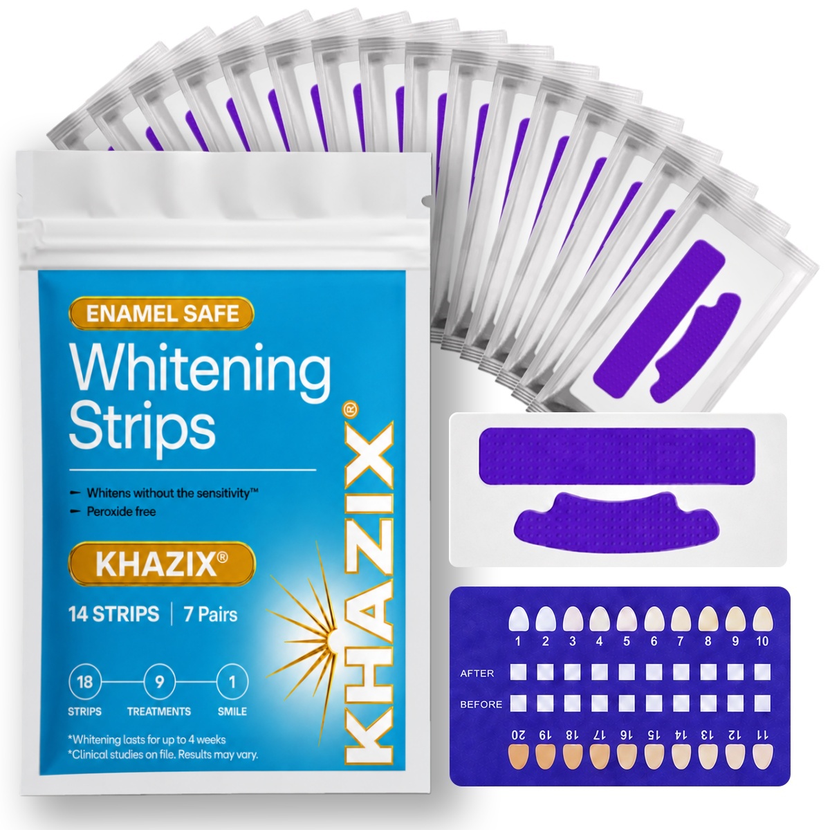 7 pares de tiras blanqueadoras - Teeth Whitening Strips Permanent reseña y precio