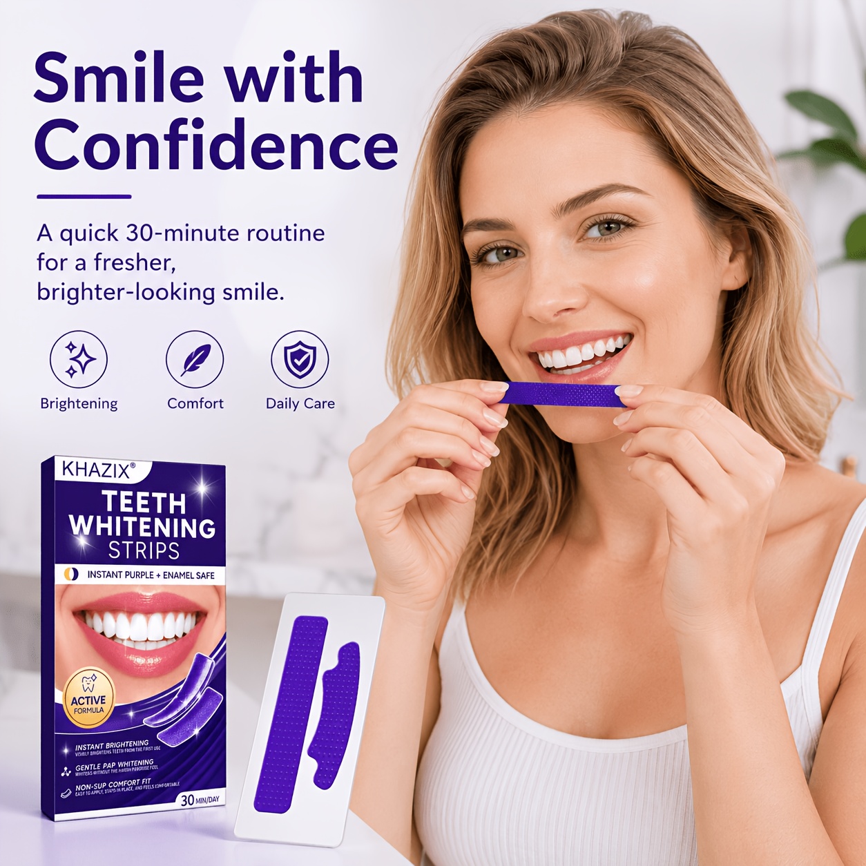 5/10 pares de tiras moradas pa - Teeth Whitening Strips Permanent reseña y precio